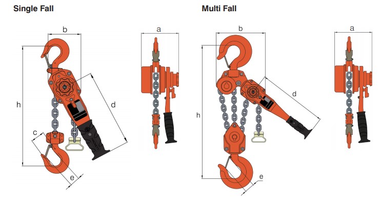 l4 lever hoist dimensions